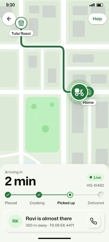 The Vegiffy app · Order veg food, see every charge, track live